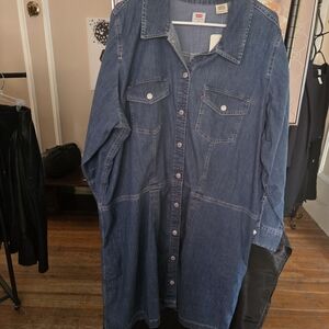 Levi's Blue Denim Button-Up Dress
